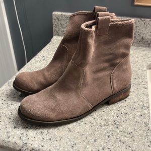 Slouchy Gray Suede Booties